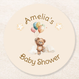 Sweet Little One on the Way Neutral Baby Shower ラウンドペーパーコースター