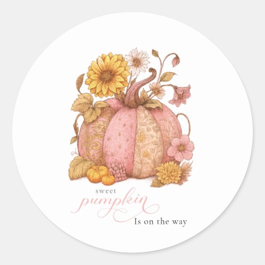 Sweet Little patch pumpkin florals がやってくる ラウンドシール (正面)