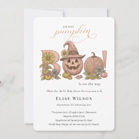 Sweet Little patch pumpkin florals がやってくる 招待状 (正面)
