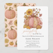 Sweet Little patch pumpkin florals はもうすぐ届きます 招待状 (正面/裏面)