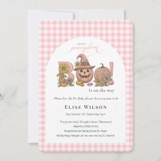 Sweet Little patch pumpkin florals は道中 招待状 (正面)