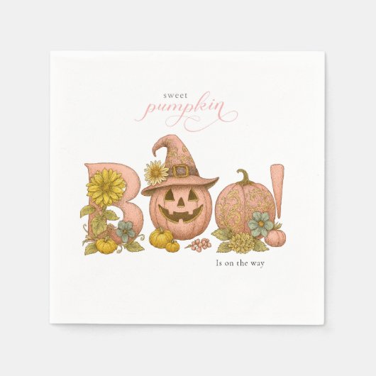 Sweet Little patch pumpkin florals is on the way スタンダードカクテルナプキン (正面)