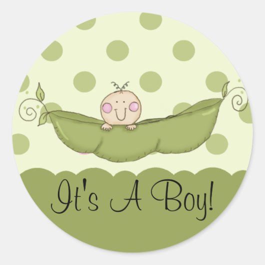 Sweet Little Pea It's A Boy Sticker ラウンドシール (正面)