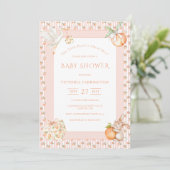 Sweet Little Peach Baby Shower 招待状 (スタンド正面)