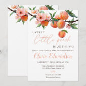 Sweet Little Peach Baby Shower 招待状 (正面/裏面)