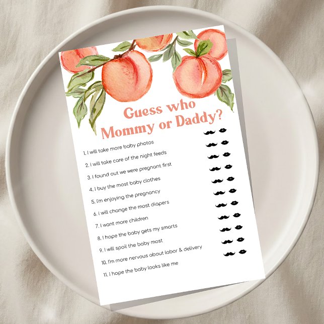 Sweet Little Peach Baby Shower Guess Who Game (クリエイターアップロード済み)