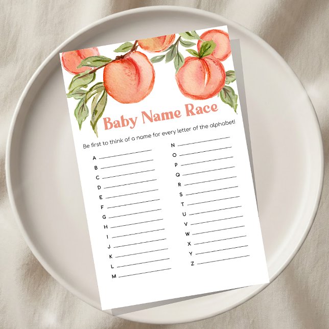 Sweet Little Peach Baby Shower Name Race Game (クリエイターアップロード済み)