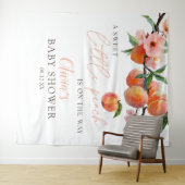 Sweet Little Peach Baby Shower Photo Backdrop タペストリー (インサイチュ(横))