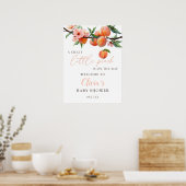 Sweet Little Peach Baby Shower Welcome Sign ポスター (キッチン)