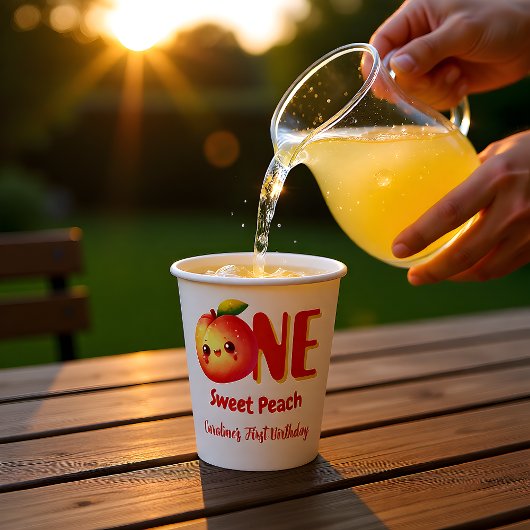  Sweet Little Peach First Birthday 紙コップ