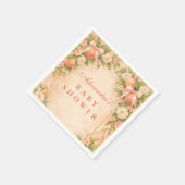 Sweet Little Peach Garden Baby Shower スタンダードカクテルナプキン (角)