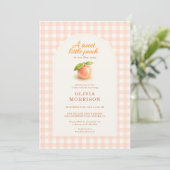 Sweet Little Peach Gingham Baby Shower 招待状 (スタンド正面)