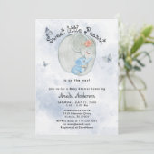 Sweet Little Peanut Cute Elephant Baby Boy Shower 招待状 (スタンド正面)