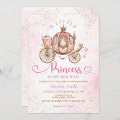 Sweet Little Princess Carriage Royal Baby Shower 招待状 (正面/裏面)
