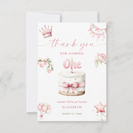 Sweet Little Princess Pink Cake 1st Birthday サンキューカード