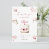 Sweet Little Princess Pink Cake 1st Birthday サンキューカード (スタンド正面)