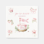 Sweet Little Princess Pink Cake 1st Birthday スタンダードカクテルナプキン (正面)