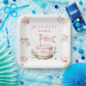 Sweet Little Princess Pink Cake 1st Birthday ペーパープレート (パーティー)