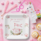 Sweet Little Princess Pink Cake 1st Birthday ペーパープレート (パーティー)