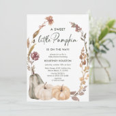 Sweet Little Pumpkin 秋のジャックオーランタン ベビーシャワー 招待状 (スタンド正面)