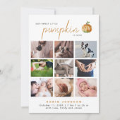 Sweet Little Pumpkin 9 Photo Collage Baby Shower サンキューカード (正面)
