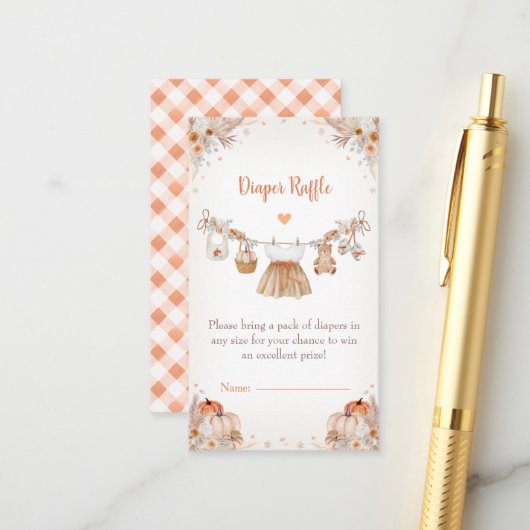 Sweet Little Pumpkin Autumn Baby Shower エンクロージャーカード (正面/裏面インサイチュ)