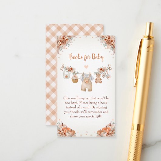 Sweet Little Pumpkin Autumn Baby Shower エンクロージャーカード (正面/裏面インサイチュ)