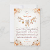 Sweet Little Pumpkin Autumn Baby Shower サンキューカード (正面)