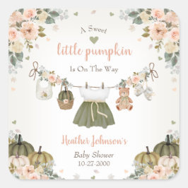 Sweet Little Pumpkin Autumn Baby Shower スクエアシール