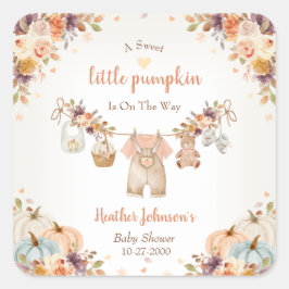 Sweet Little Pumpkin Autumn Baby Shower スクエアシール