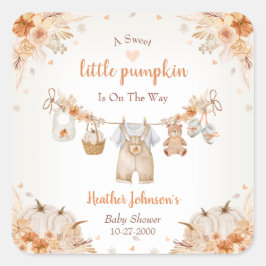 Sweet Little Pumpkin Autumn Baby Shower スクエアシール