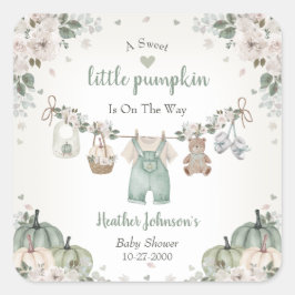 Sweet Little Pumpkin Autumn Baby Shower スクエアシール