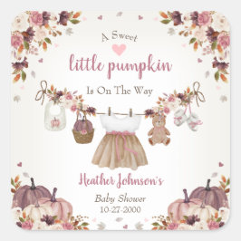 Sweet Little Pumpkin Autumn Baby Shower スクエアシール