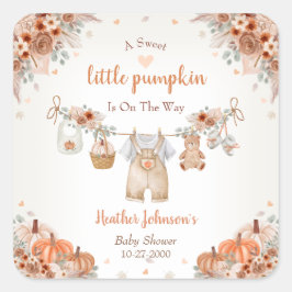 Sweet Little Pumpkin Autumn Baby Shower スクエアシール