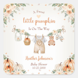 Sweet Little Pumpkin Autumn Baby Shower スクエアシール