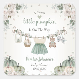 Sweet Little Pumpkin Autumn Baby Shower スクエアシール