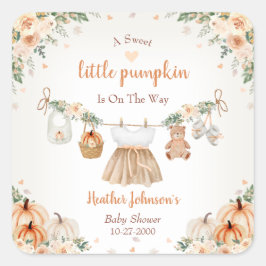 Sweet Little Pumpkin Autumn Baby Shower スクエアシール