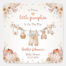 Sweet Little Pumpkin Autumn Baby Shower スクエアシール
