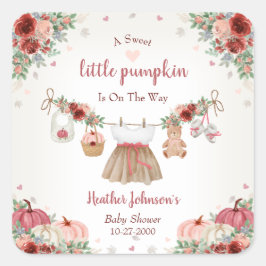 Sweet Little Pumpkin Autumn Baby Shower スクエアシール