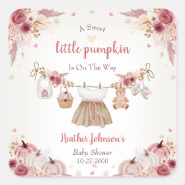 Sweet Little Pumpkin Autumn Baby Shower スクエアシール