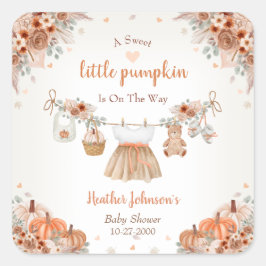 Sweet Little Pumpkin Autumn Baby Shower  スクエアシール