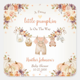 Sweet Little Pumpkin Autumn Baby Shower スクエアシール
