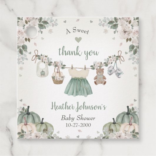 Sweet Little Pumpkin Autumn Baby Shower フェイバータグ (正面)