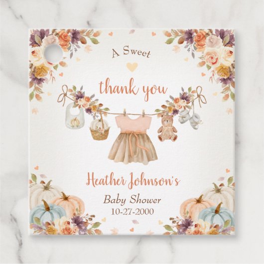 Sweet Little Pumpkin Autumn Baby Shower フェイバータグ (正面)