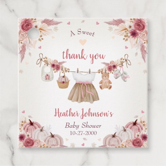 Sweet Little Pumpkin Autumn Baby Shower  フェイバータグ (正面)