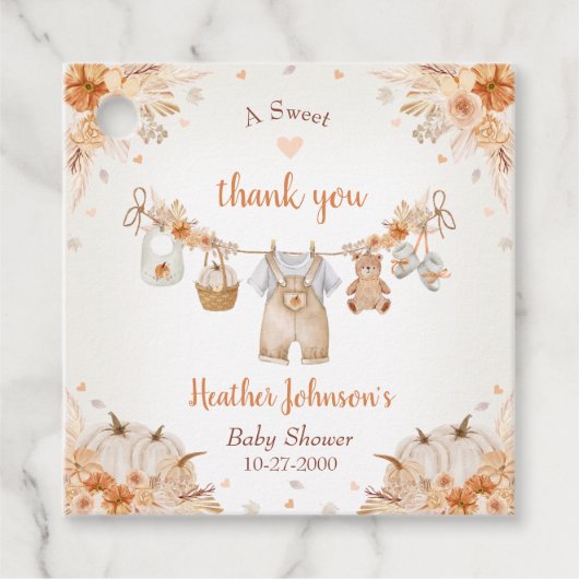 Sweet Little Pumpkin Autumn Baby Shower フェイバータグ (正面)