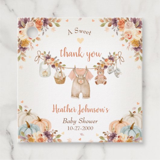 Sweet Little Pumpkin Autumn Baby Shower フェイバータグ (正面)