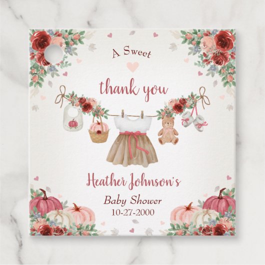 Sweet Little Pumpkin Autumn Baby Shower フェイバータグ (正面)