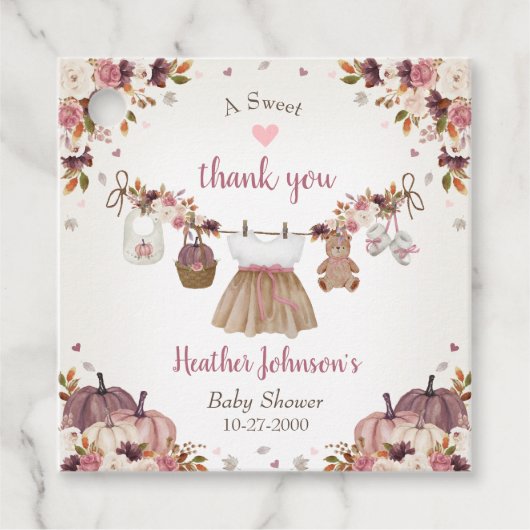 Sweet Little Pumpkin Autumn Baby Shower フェイバータグ (正面)