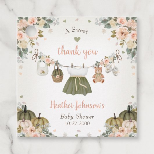 Sweet Little Pumpkin Autumn Baby Shower フェイバータグ (正面)